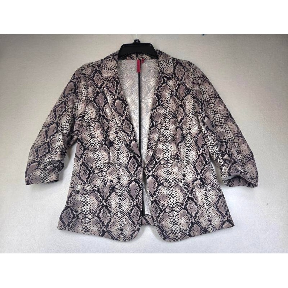 Love Scarlett Snakeskin Print 3/4 Sleeve Open Front Blazer Jacket Neutral Size M